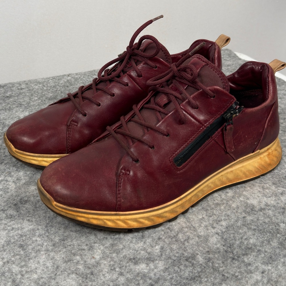 ECCO ST.1 Hybrid Lite Womens 11 Burgundy Leather Side Zip Sneakers Golf Red 42